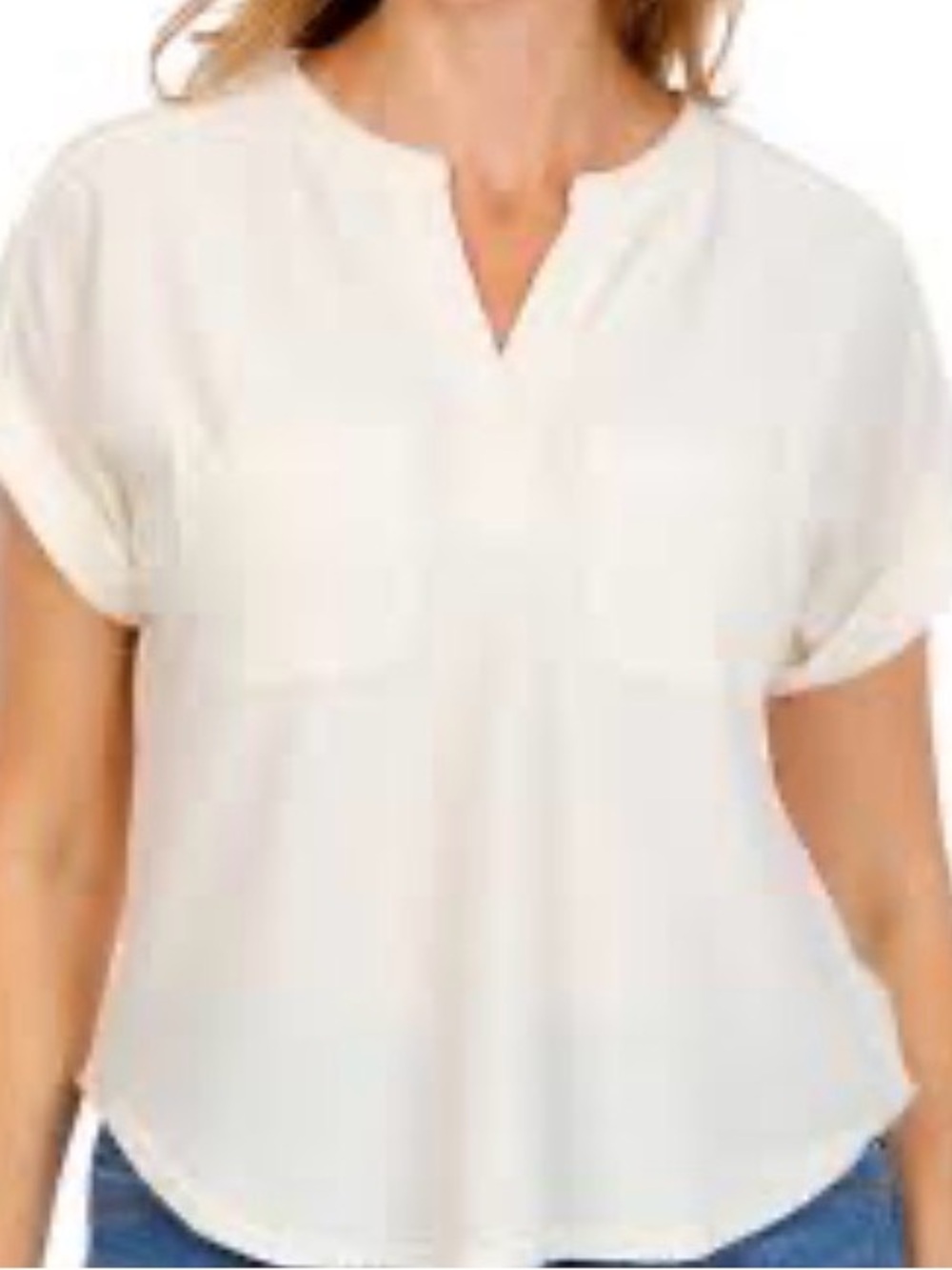 Cupio Cream Short-Sleeve Pocket Knit Tunic